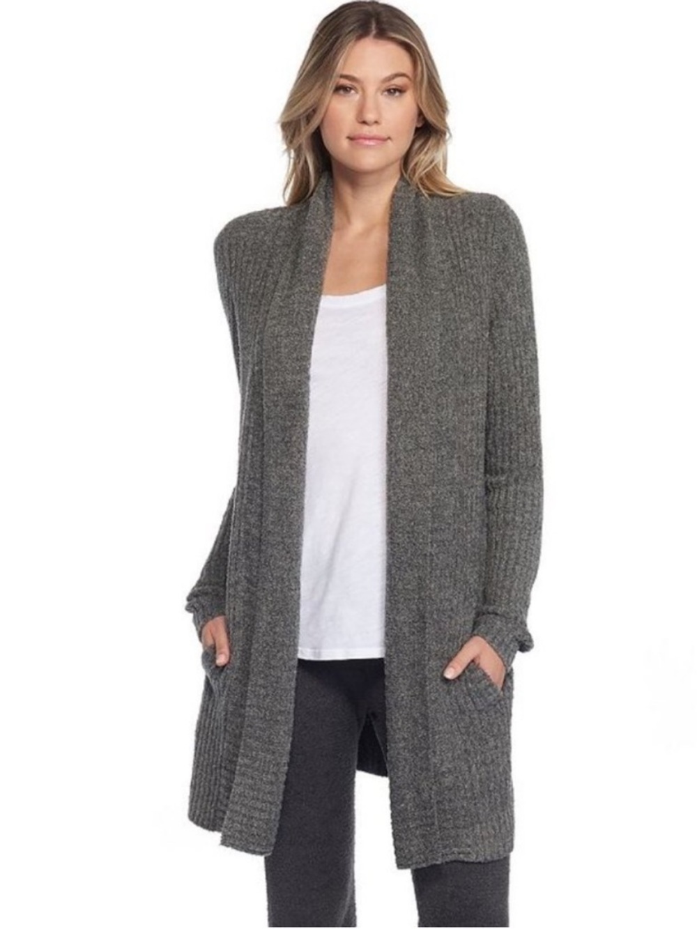 Barefoot dreams Cozychic lite montecito cardigan gray black size S/M